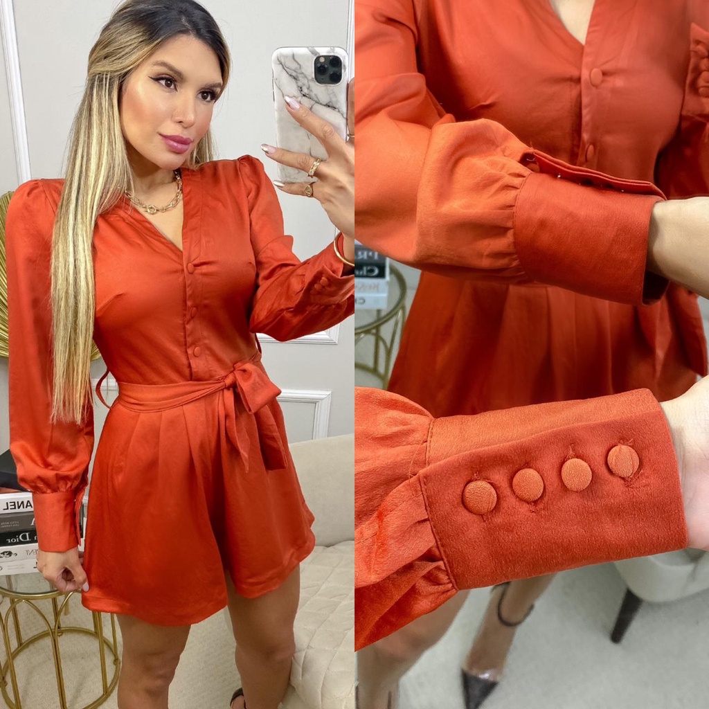 MACAQUINHO MANGA LONGA FEMININO/KK063/com botões Forrados, acompanha o cinto do mesmo tecido. /H,helenyfashion/KK063