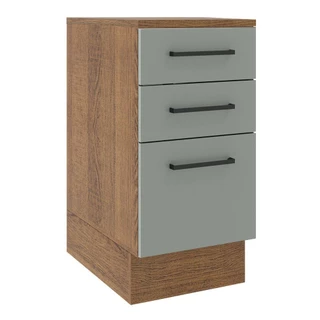 Balcão Armário de Cozinha 40 cm 3 Gavetas Rustic/Cinza Agata Madesa em Oferta na Shopee