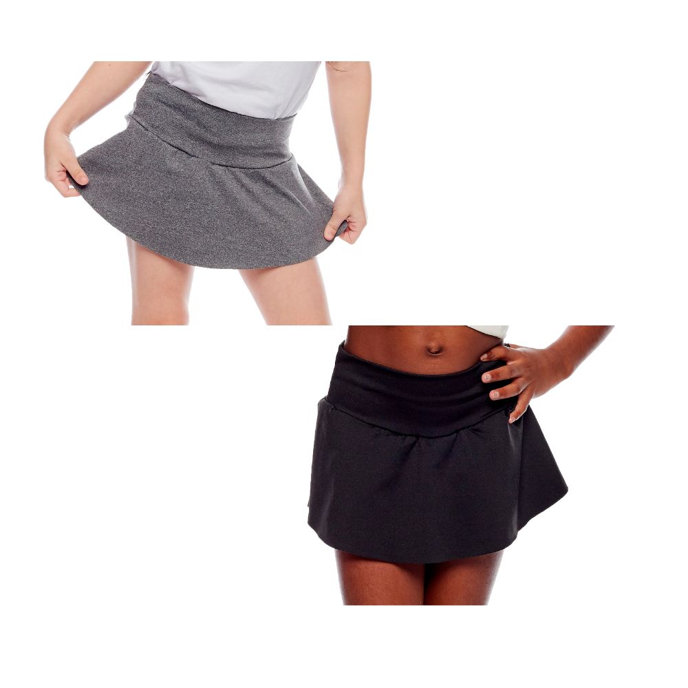 Saia De Tênis Infantil Soudittur - Com Shorts Embutido, Cintura Alta, Bolsos