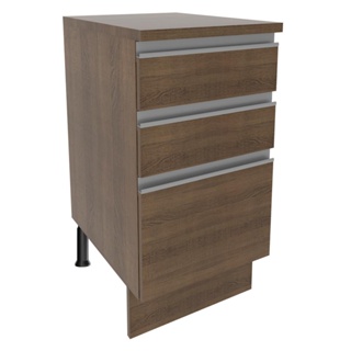 Balcão Madesa Glamy 40 cm 3 Gavetas - Rustic