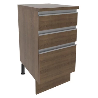 Balcão Armário de Cozinha 40 cm 3 Gavetas Rustic Glamy Madesa em Oferta na Shopee