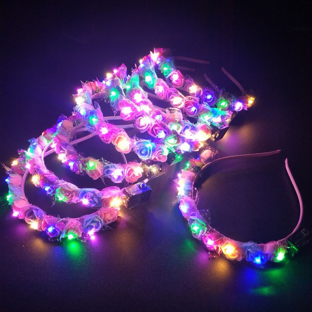 1Pcs Neon Fita De Cabeça De LED Para Mulheres Coroa De Flores De Menina Festa De Noiva Aniversário De Casamento Luminoso