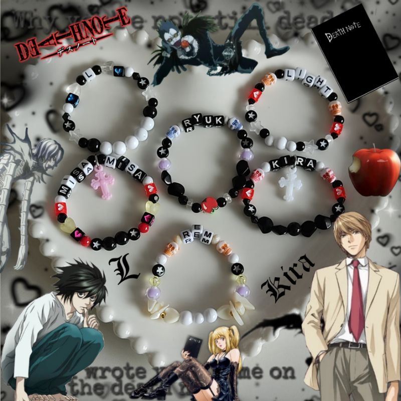 Pulseiras Anime Death Note / Personagens Death Note: Light - L - Kira -  Misa misa - Ryuk - Rem