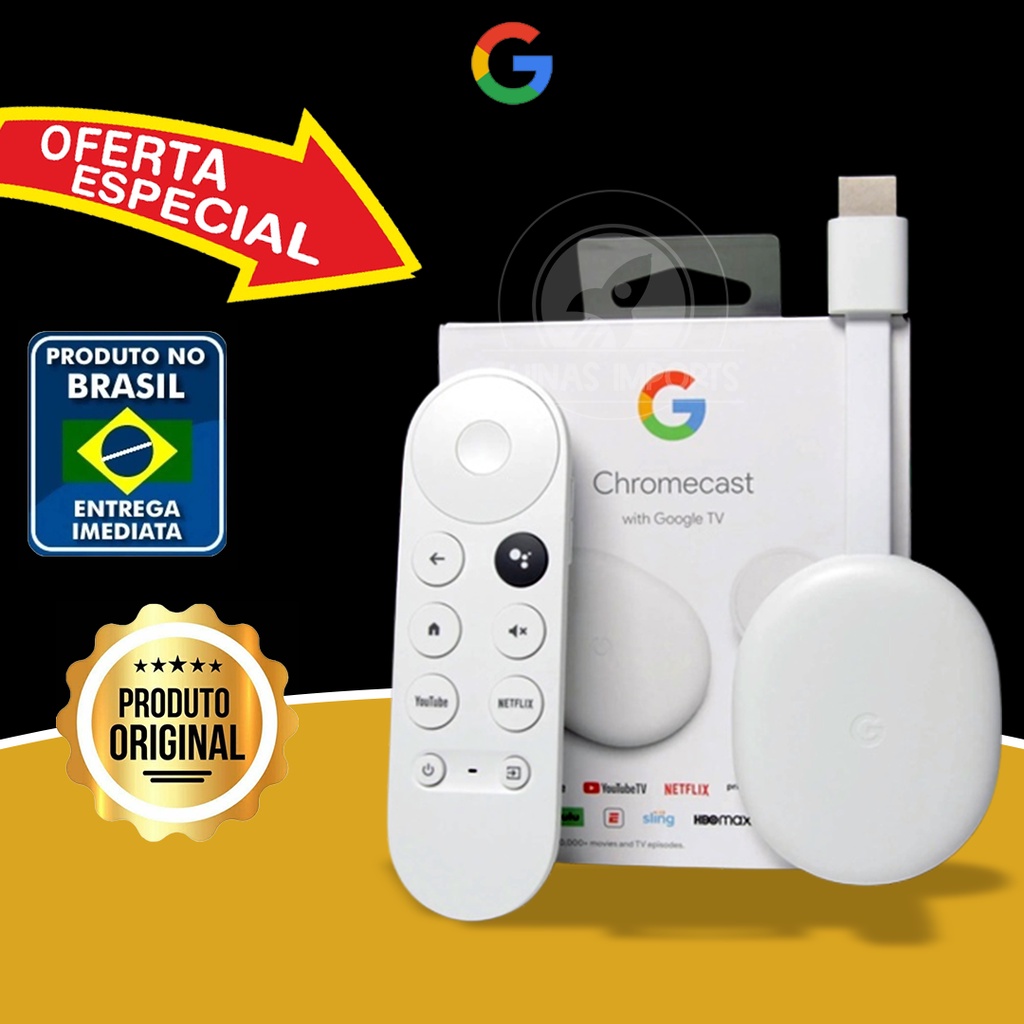 Google Chromecast 4 com Google TV 4K/1080p Original Lacrado Google Chromecast 4 com Google TV 4K/1080p Original Lacrado