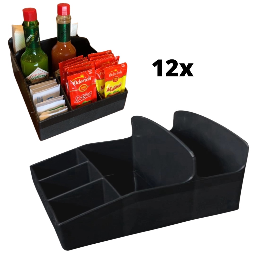 Porta Guardanapo Sachê 5 Divisórias Bar Restaurante Kit com 12 Unidades