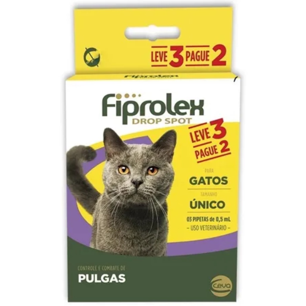 Fiprolex Drop Spot Gatos 3 Pipetas Antipulgas Leve 3 Pague 2