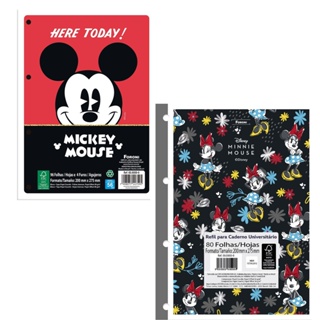 Folha de Fichário Refil Bloco Minnie - Mickey Mouse Vintage Papelaria Lançamento Folhas Decoradas