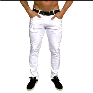 Calça Slim Masculina de Sarja off white sport fino