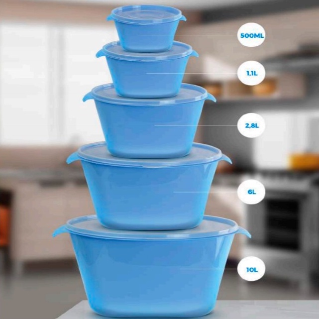 Conjunto de Potes Tipo Tupperware 5 Peças Porta Mantimentos com Tampa ...
