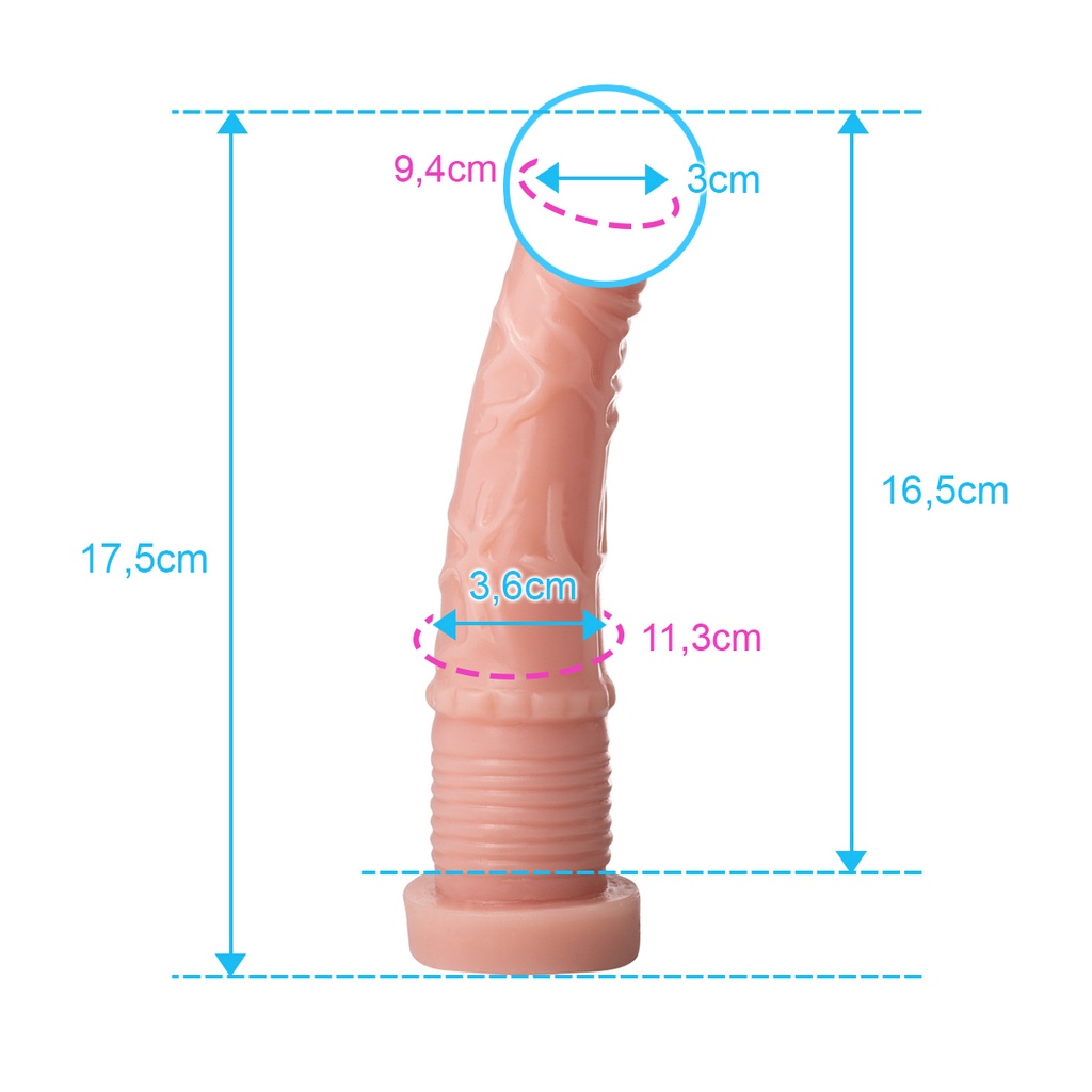 Pênis Dildo Realístico com veias 17,5cm Macio em Silicone e Aroma agradável