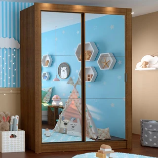 Guarda-Roupa Infantil Madesa Bento 2 Portas de Correr de Espelho 2 Gavetas em Oferta na Shopee