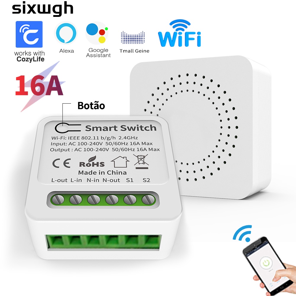 Tuya WiFi Smart Switch 16A Mini DIY Timer Power Switch Bidirectional Remote  Control Alexa Domotica Google