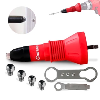 Rebitadeira Cabeçote Rebitador Para Furadeira Parafusadeira 2,4 A 4,8 mm Com 4 Bicos P/ Rebite Pop