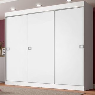 Guarda-Roupa Casal Madesa Napoli 3 Portas de Correr - Branco