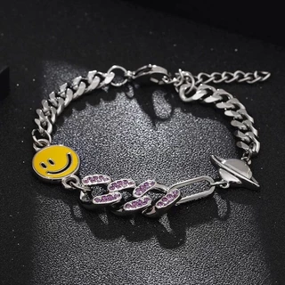 Pulseira Ice Smile cravejada Saturno Planeta Sorriso Tendência Premium