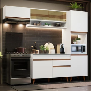 Cozinha Completa Madesa Reims 250004 com Armário e Balcão - Branco em Oferta na Shopee