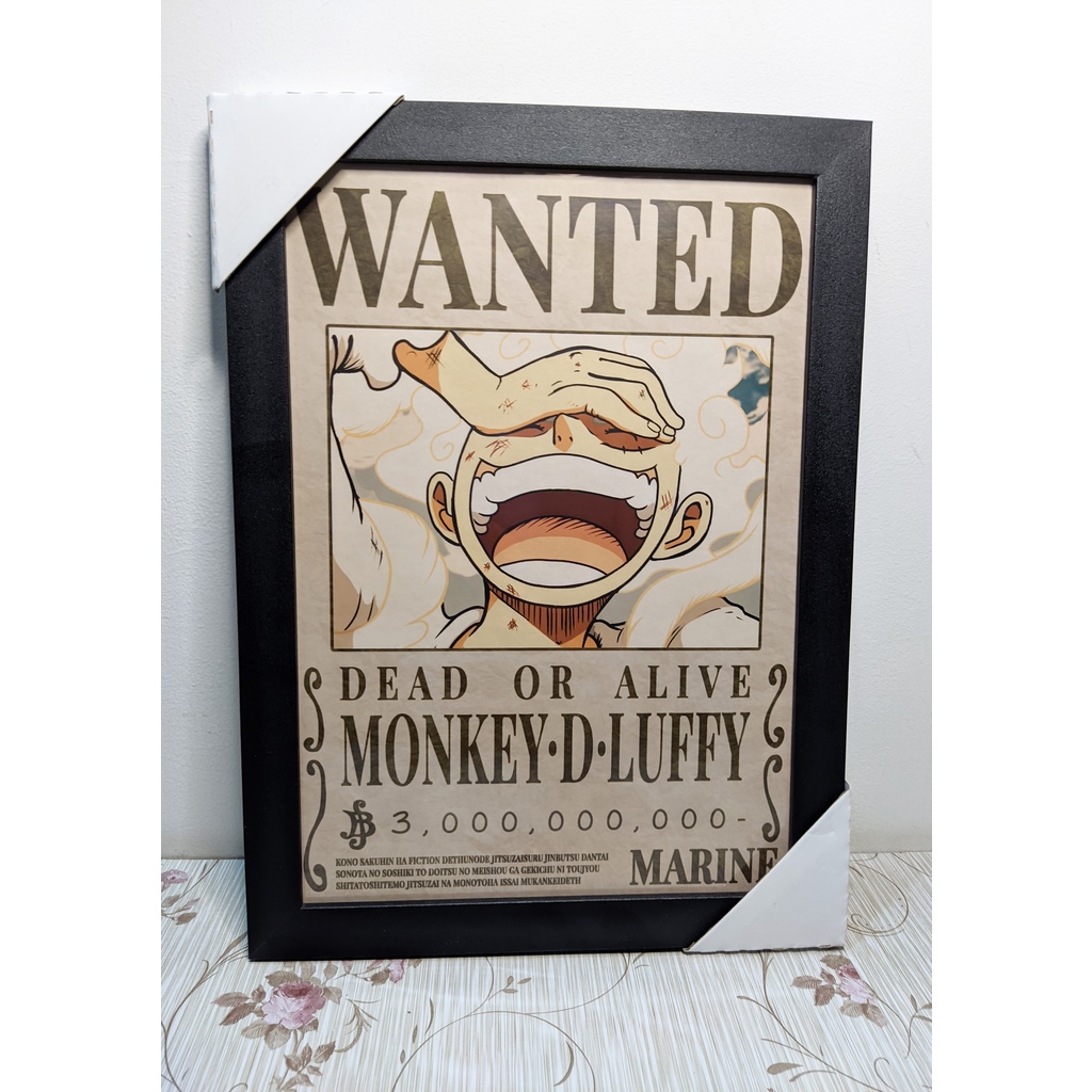 Quadros decorativos com moldura e acetato - Anime One Piece Wanted, Luffy Gear 5