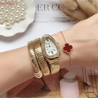 Relógio Feminino Ouro Quartzo Diamante Animal Cobra Formato Das Mulheres Moda Pulseira