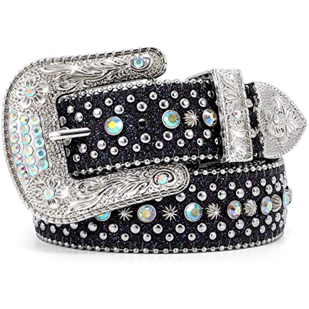 Cinto De Couro PU Ocidental Cowboy Cowgirl Unisexo De Cintura Com Fivela De Strass