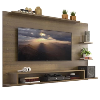 Painel para TV até 60 Polegadas Madesa Alfa com Prateleiras e Nichos - Rustic