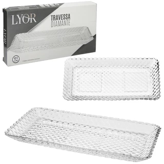 Travessa Retangular De Vidro Diamante