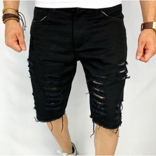 Bermuda jeans hot sale rasgada preta