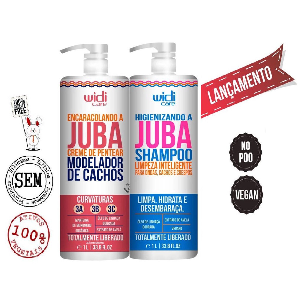 Kit Encaracolando Creme de Pentear e Shampoo Higienizando A Juba L Widi Care Lançamento