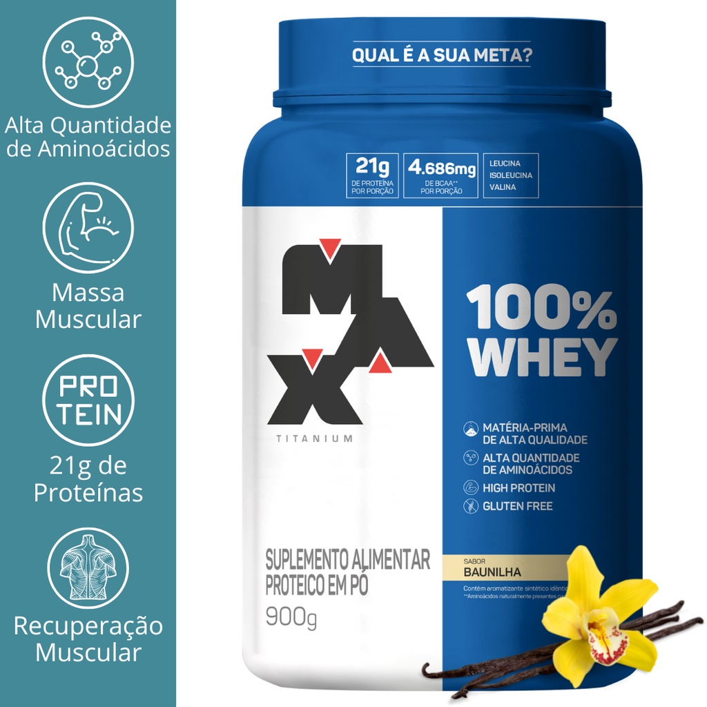 100% WHEY 900G POTE – MAX TITANIUM