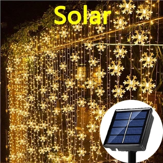 Solar Snowflake Lights String à Prova d'Água com 8 Modos para Decoração de Natal