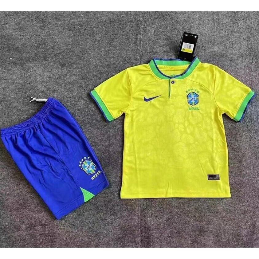 2022/23 Kit Infantil Camiseta De Equipe Amarela + Conjunto De Shorts