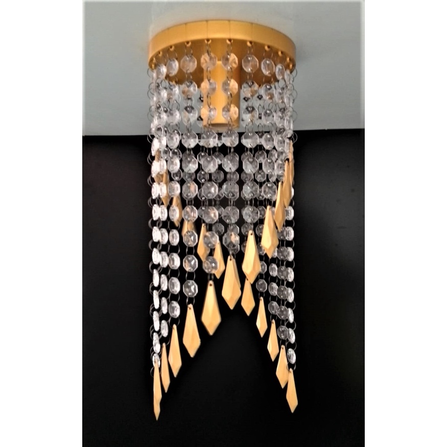Lustre Acrílico Plafon Dourado Sala Quarto Cozinha Corredor