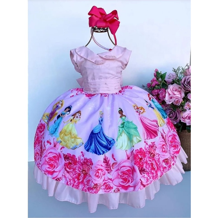 Vestido Infantil Princesas Disney Luxo Vestido de Festa Infantil ...