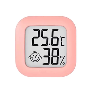 termômetro higrômetro quadrado colorido rosa digital á bateria para cílios