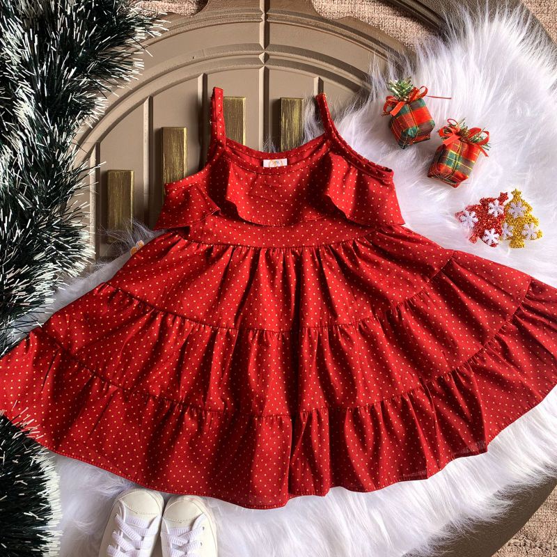 Vestido poá vermelho sales infantil