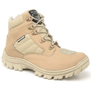 Coturno Militar Motociclista C/ Zíper Bota Tático Cano Curto Americana Desert Areia C/ Palmilha em Gel