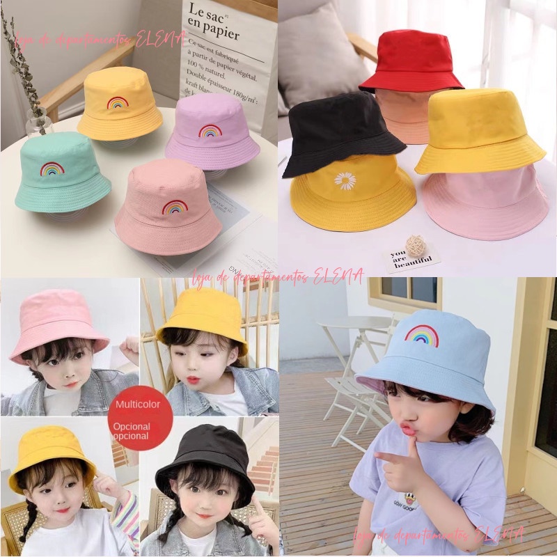 Chapéu Infantil Boné Cata Ovo Bucket Hat Criança Proteção Solar / chapéu de Pescador para Bebê-3-10 anos