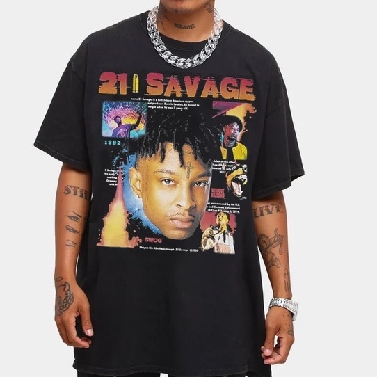 Camiseta Basica Camisa 21 Savage and Metro Boomin Drop Limited Edition  Savage Mode II Rap Tee Unissex -JEFIN.