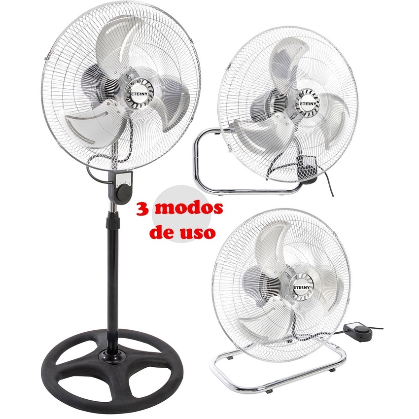 Ventilador De Mesa Coluna e Parede 3 Em 1 Potente Inox 70W 3 Pás Grande ...