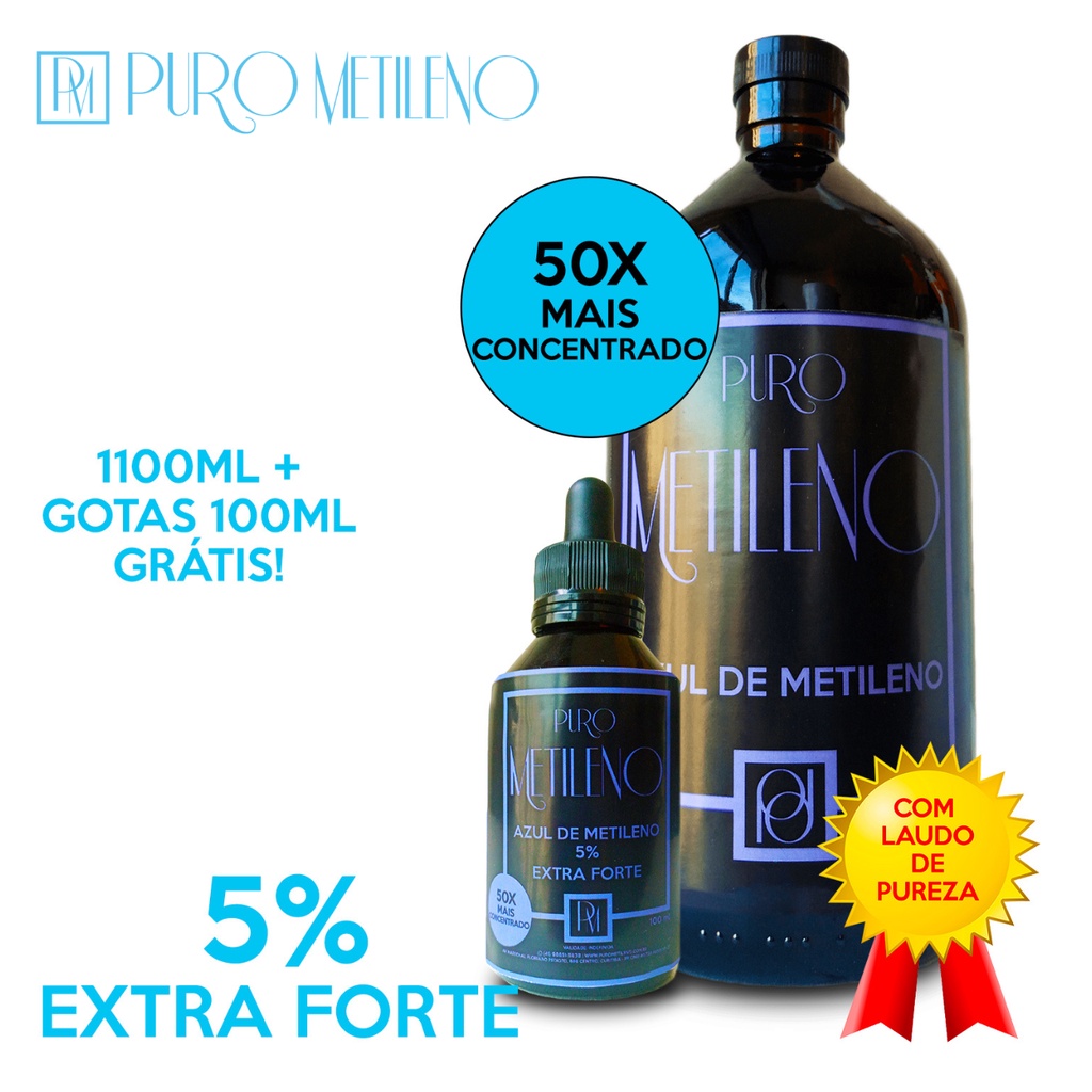 Azul de Metileno Pa Puro 5% 1 Litro + 100ml Gotas Com Laudo