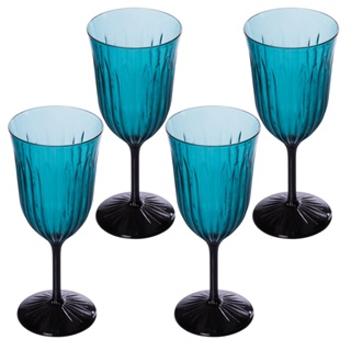 Teste Conjunto 4 Taças Vinho Lapidadas Azul