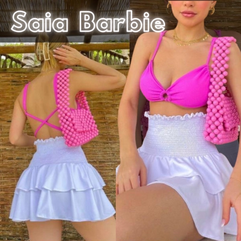 Saia com babado store curta