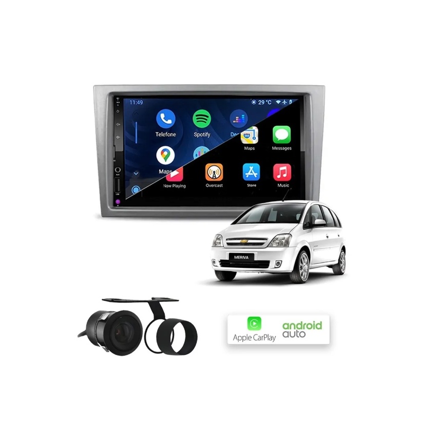 Multimídia Mp10 Carplay E Android Auto Meriva Moldura Prata | Shopee Brasil