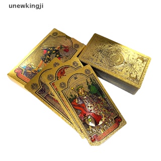 Papel unew Manual Marca De Tarô Dourada Bronzeado PVC Impermeável Placa Resistente Ao Desgaste Cartão De Jogo Divinação Oráculo Idioma kingji