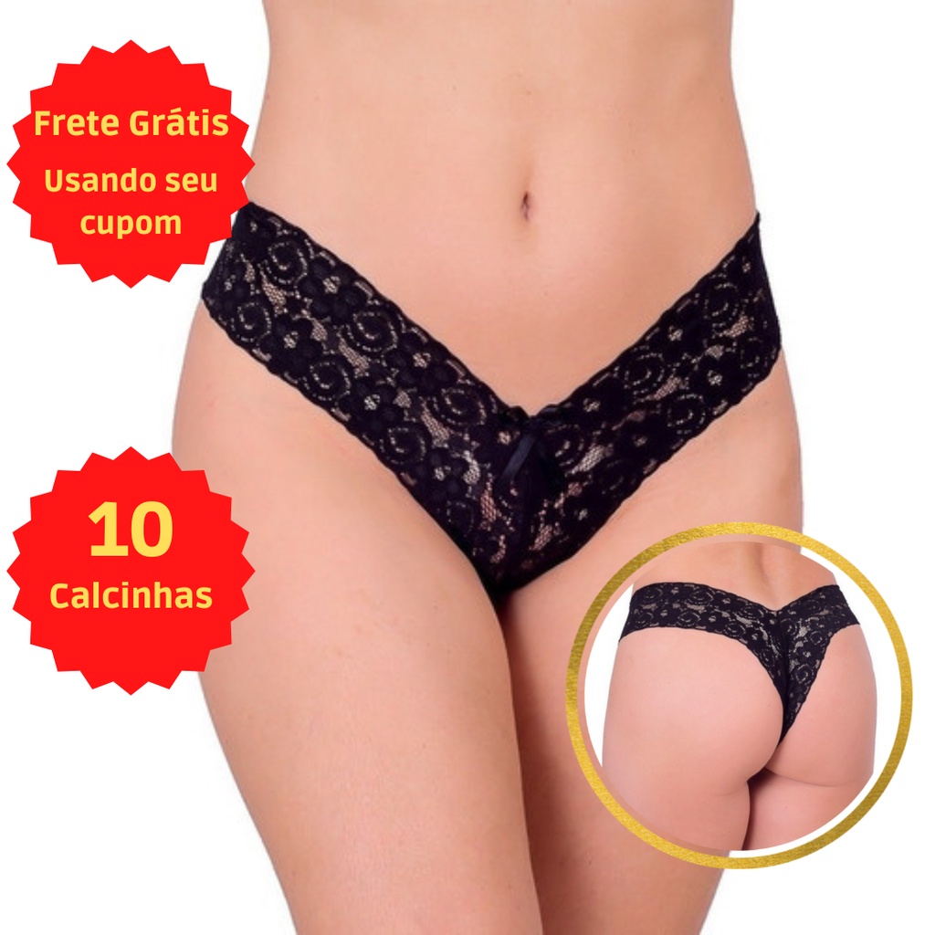 Kit 10 calcinha fio dental renda - tanga sexy - calsinha atacado