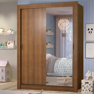 Guarda-Roupa Infantil Madesa Theo 2 Portas de Correr com Espelho 4 Gavetas - Rustic em Oferta na Shopee