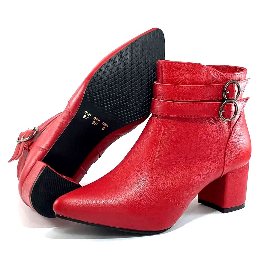 Bota Feminina Lirom Cano Curto Em Couro Com Fivela Country Arrasadora ...