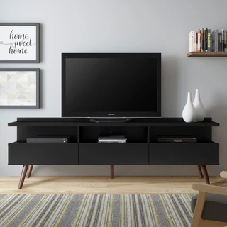 Rack para TV até 65 Polegadas Madesa Londres com Pés Retro - Preto em Oferta na Shopee