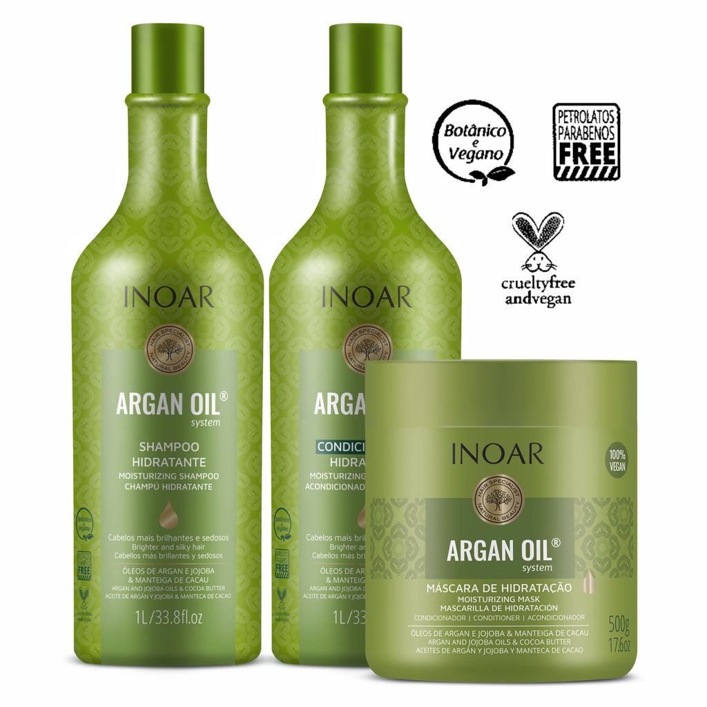 Inoar Kit Shampoo + Condicionador 1l + Masc Argan Oil 500g | Shopee Brasil