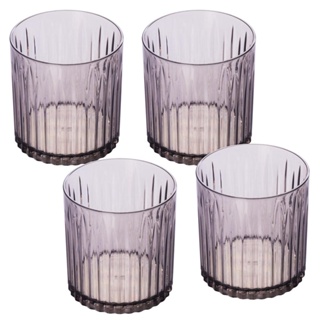 Conjunto 4 Copos Whisky Plasútil 440 ml Lapidado Fumê