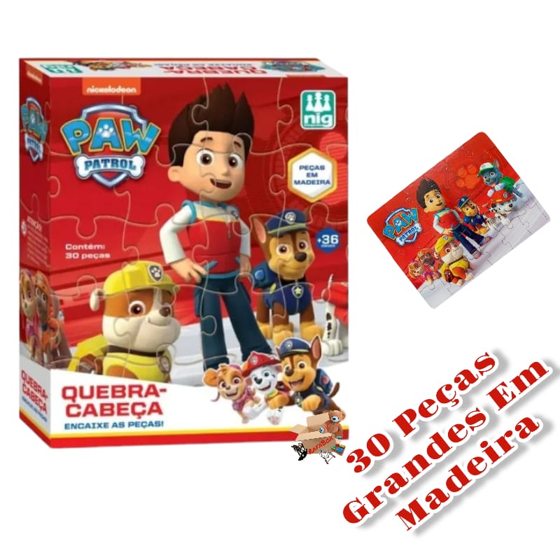 Quebra-Cabeça de Madeira Paw Patrol (Patrulha Canina) 30 pcs - Nig